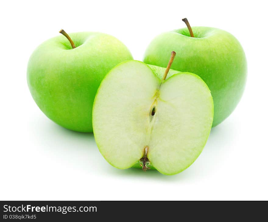 Isolated green apple on white background