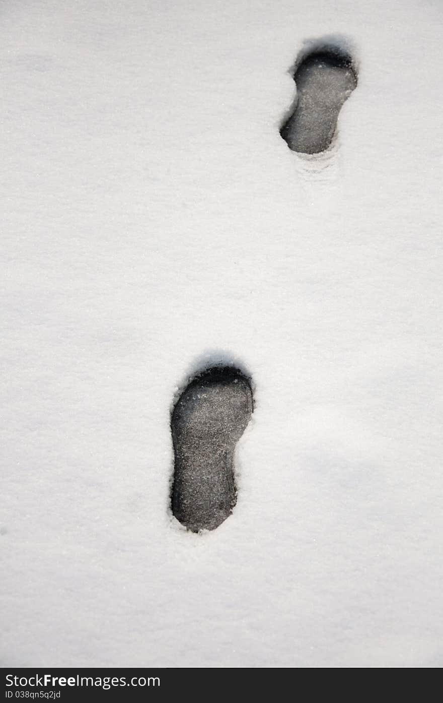 Footprints in the snow, snow