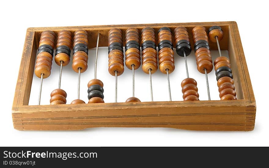 Old abacus isolated on a white background. Old abacus isolated on a white background