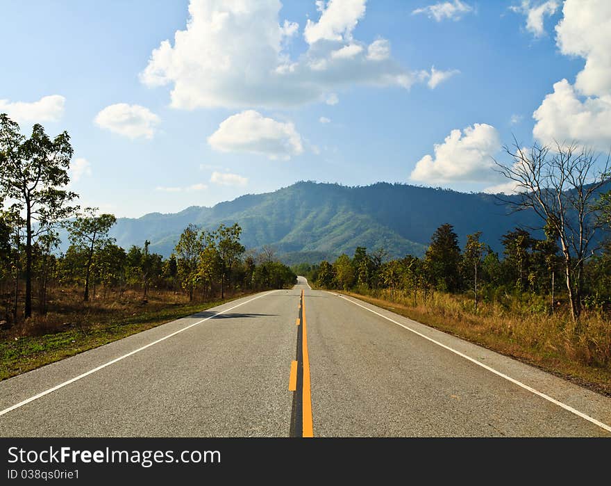 Landscape of highway and the mountain in Thailand. Landscape of highway and the mountain in Thailand