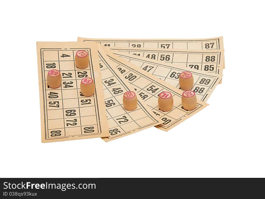 The lotto kegs on card isolated on a white background