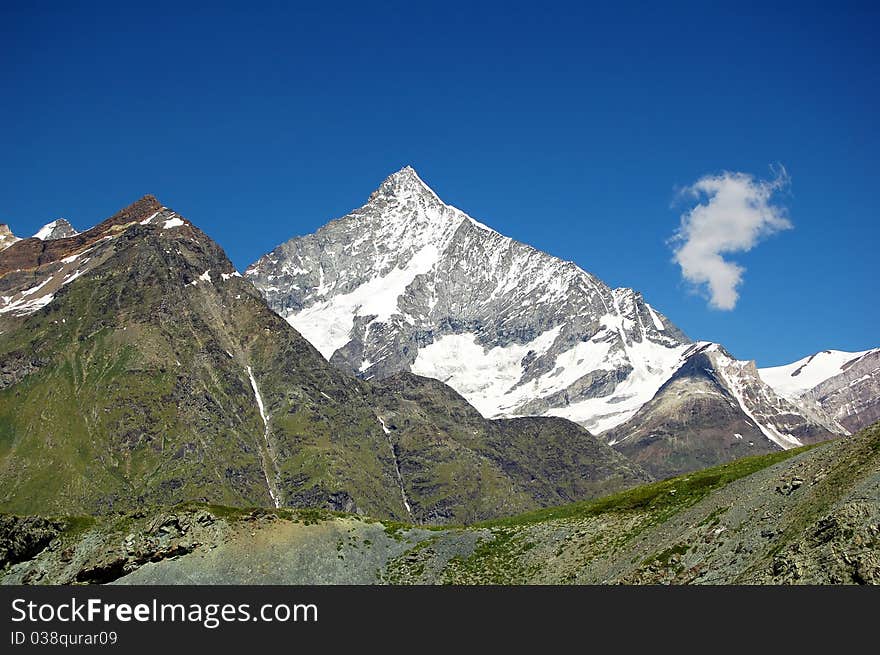 Large snowy peak in the Swiss Alps. Large snowy peak in the Swiss Alps