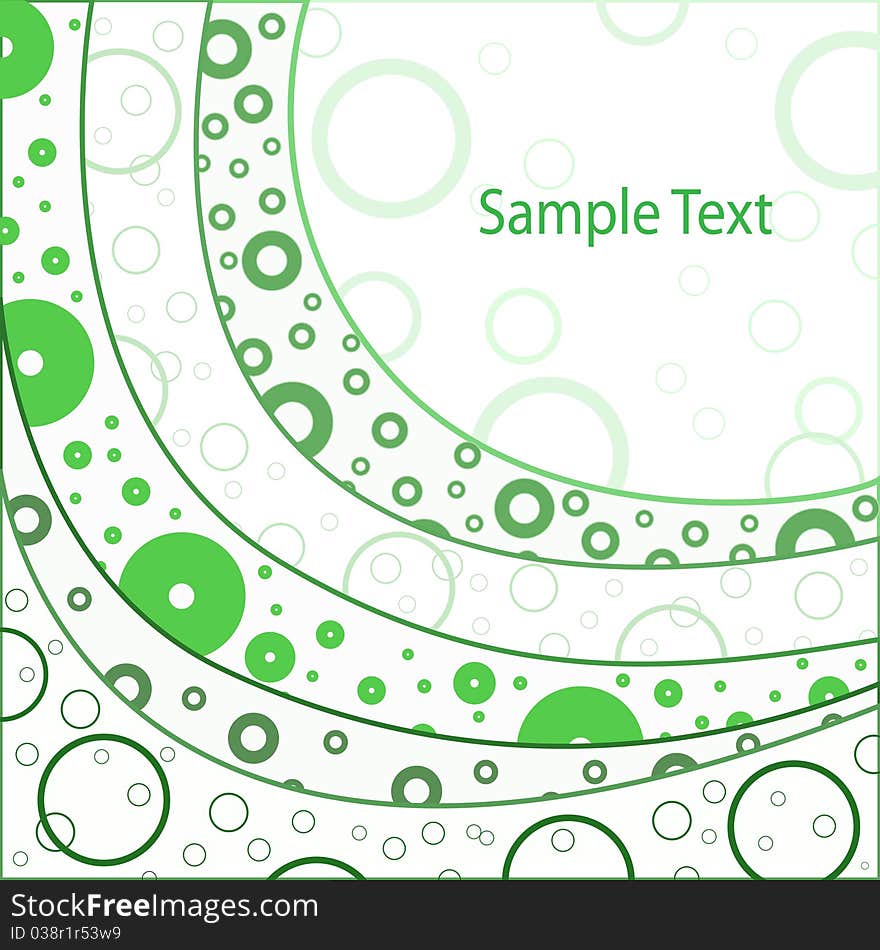 Abstract background with green circles on a white background