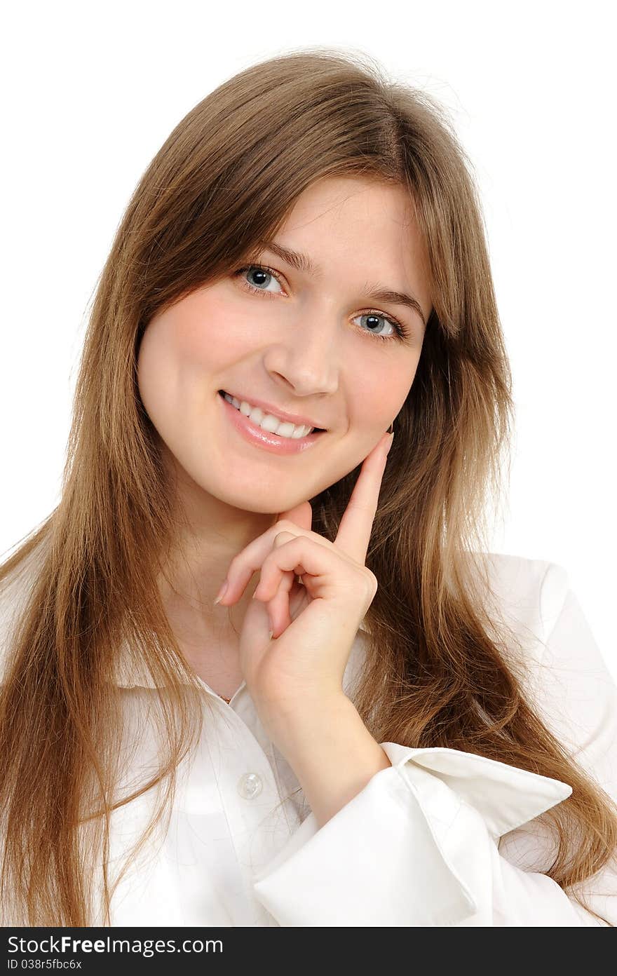 Portrait of a young attractive woman over white background