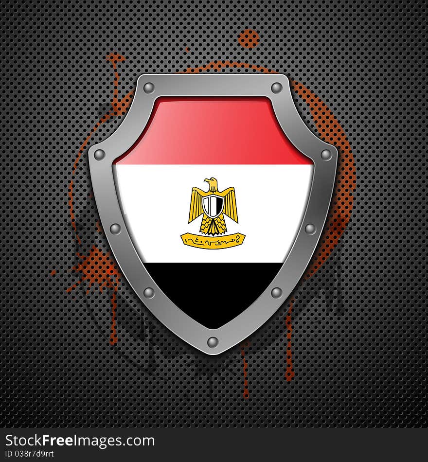 Shield with the image of a flag of Egypt.