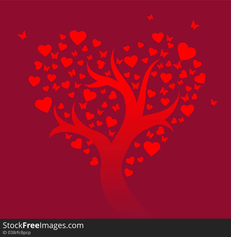 Stylized love tree, illustration