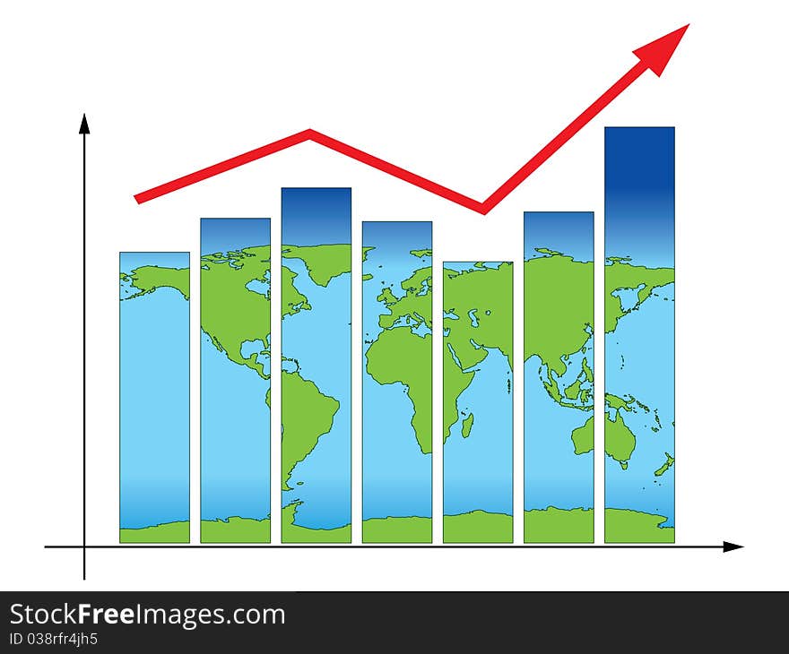 Vector illustration of an earth business graph