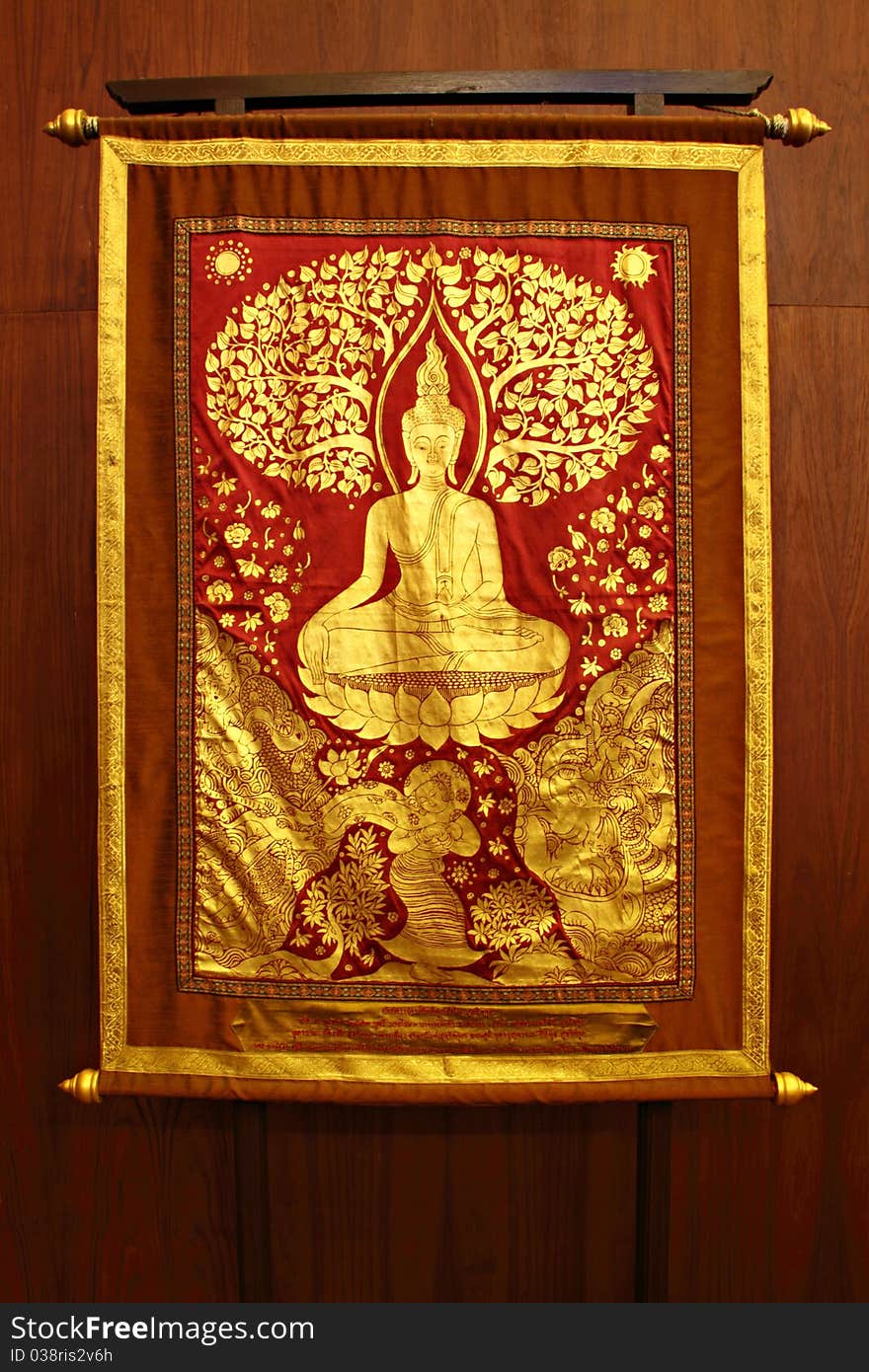 Golden Buddha paint on Cloth, art from Thailand