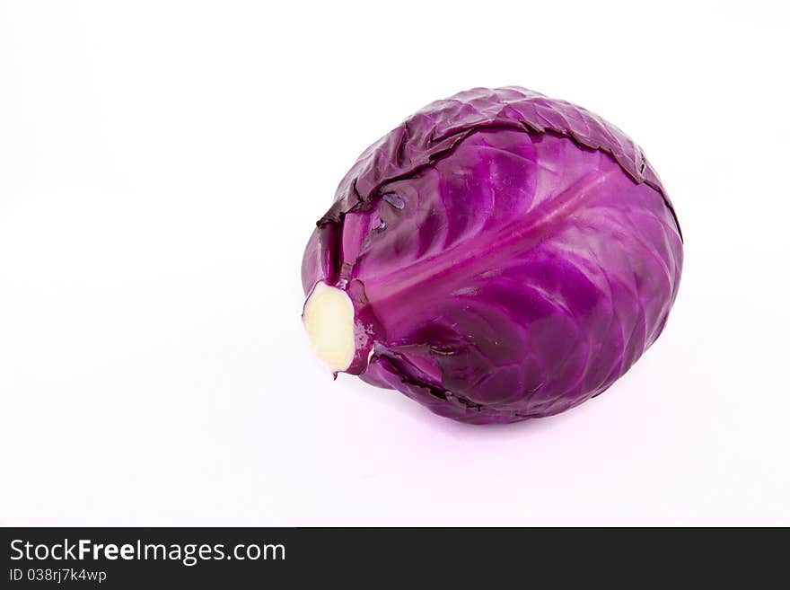 Purple cabbage on a white background