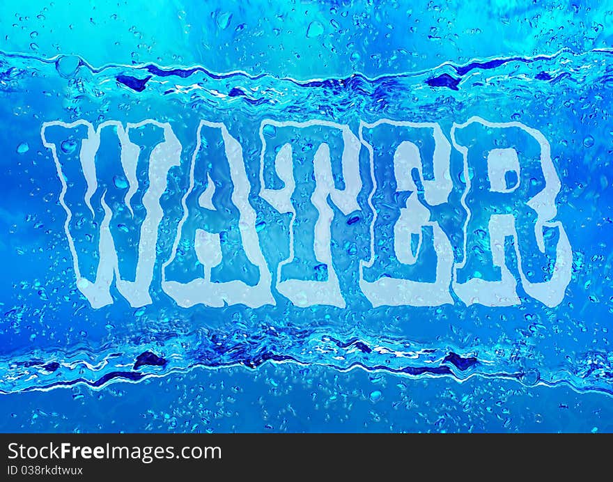 Blue water background with a word water