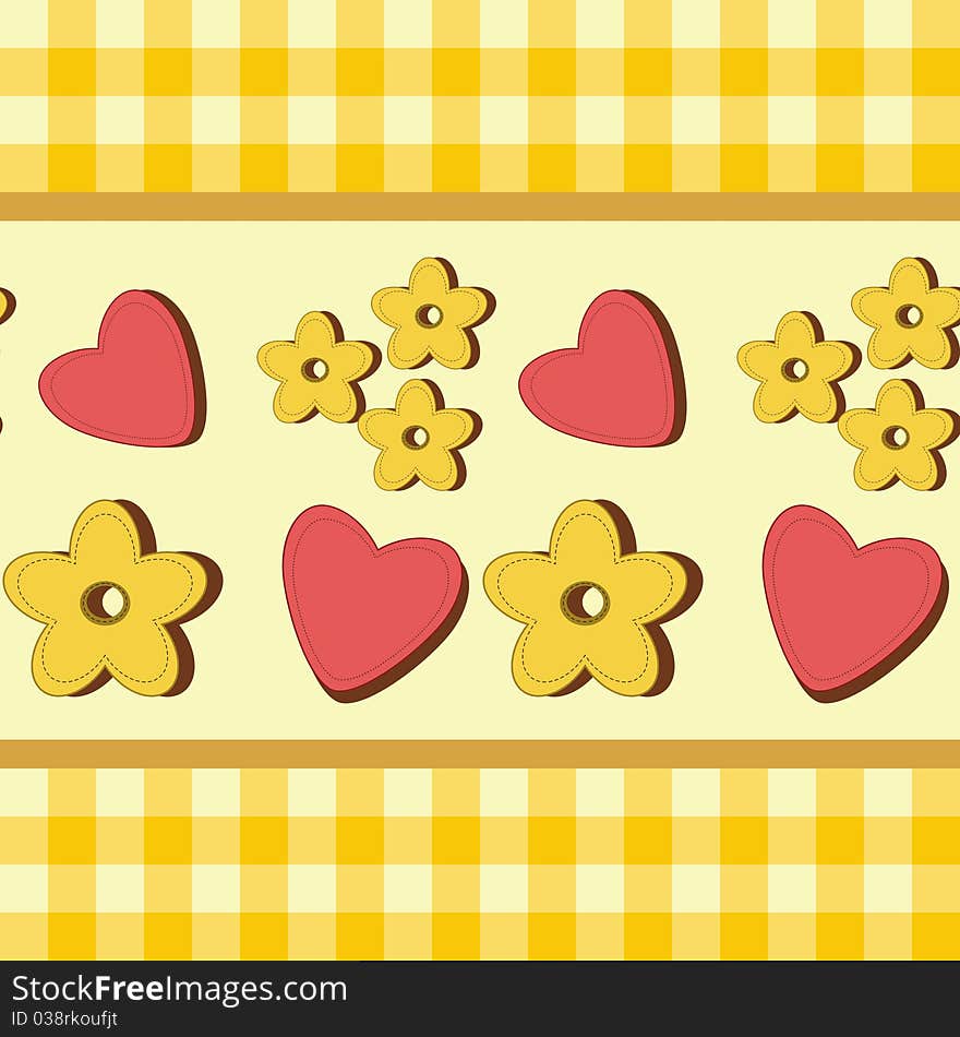 Background with hearts and flowers