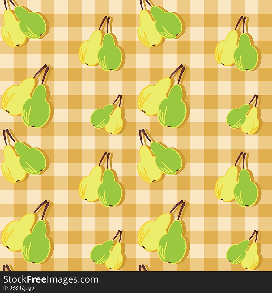 Seamless background with pears on check