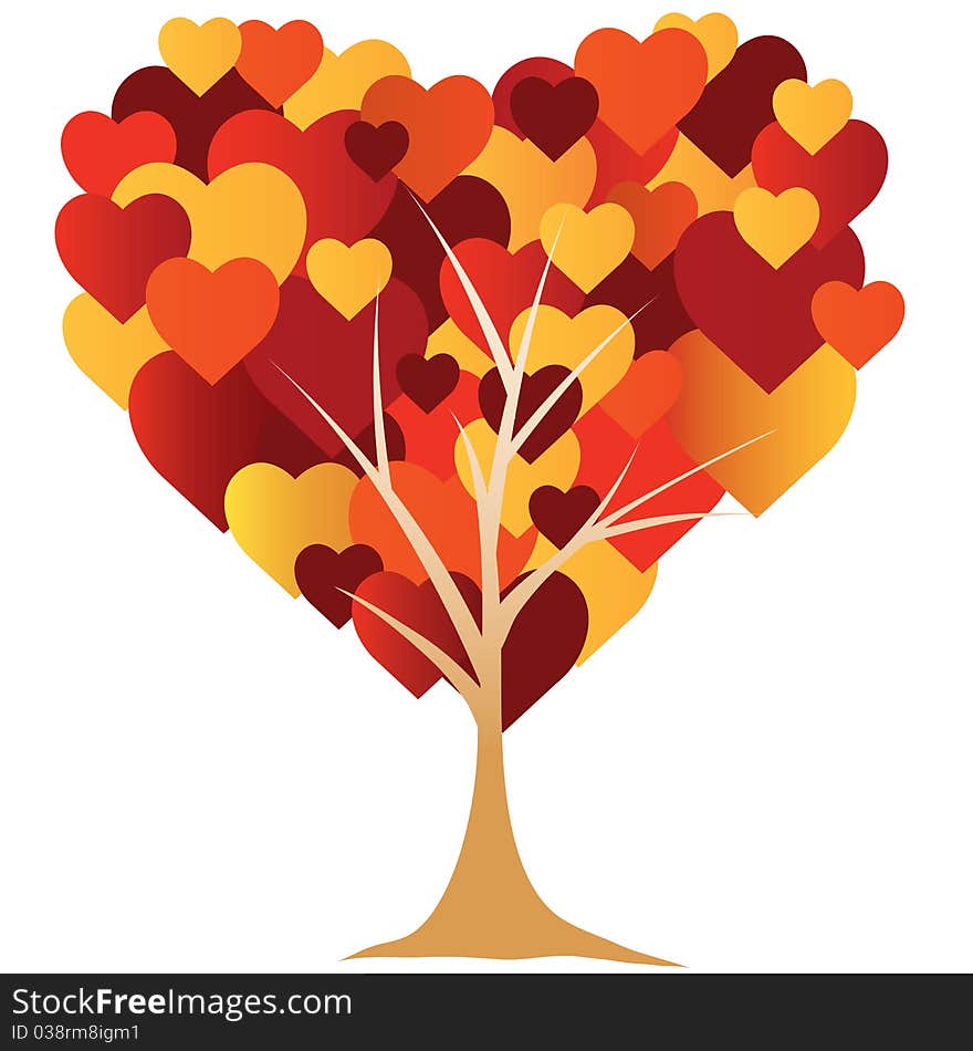 Valentine S,  Heart, Tree.  Illustration