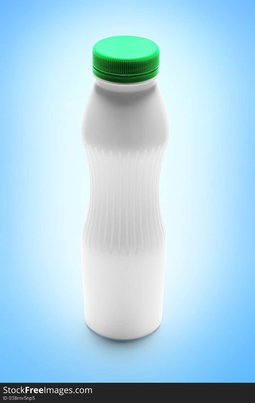 Image of white plastic bottle over light blue background