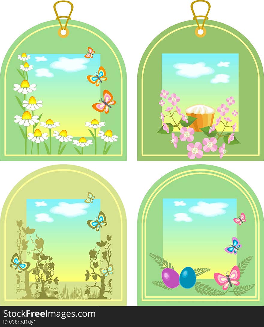 Easter tags with eggs and cake