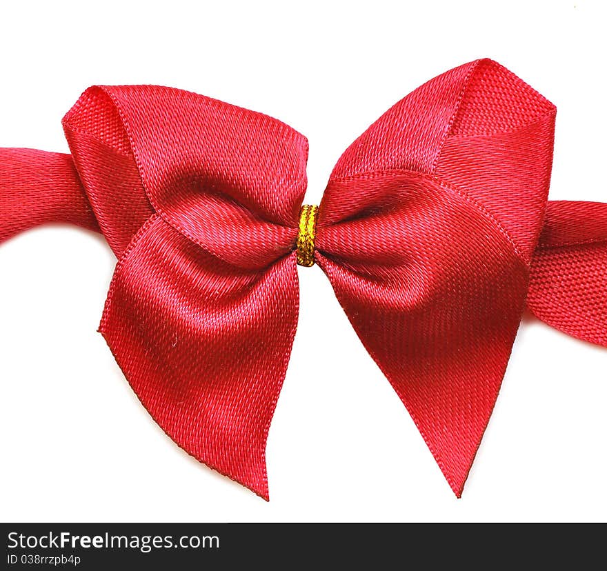 Red bow isolated on white background