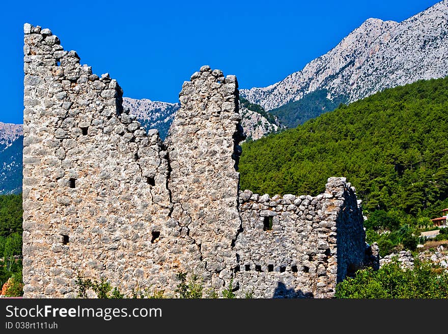 Ancient ruine of Byzantine fortress. Lycia. Turkey.