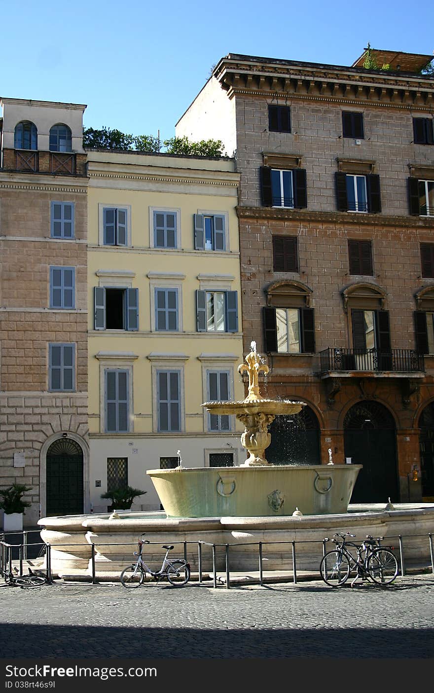 Fountain in Farnese's square in Rome (Italy). Fountain in Farnese's square in Rome (Italy)