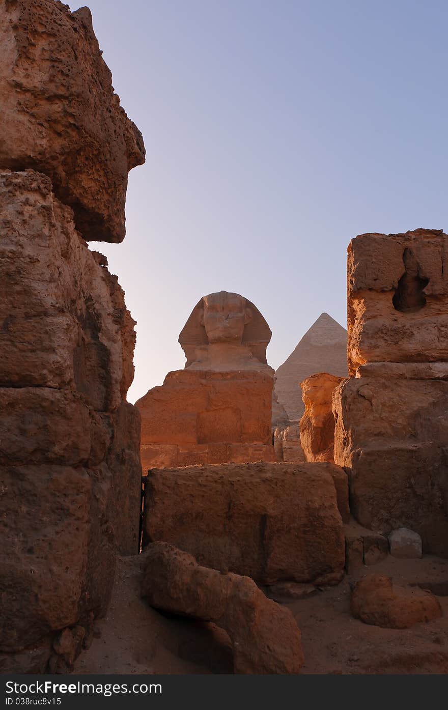 Sphinx is sculpted figure of lion with female human head used to represent some gods with the use of head other than human.