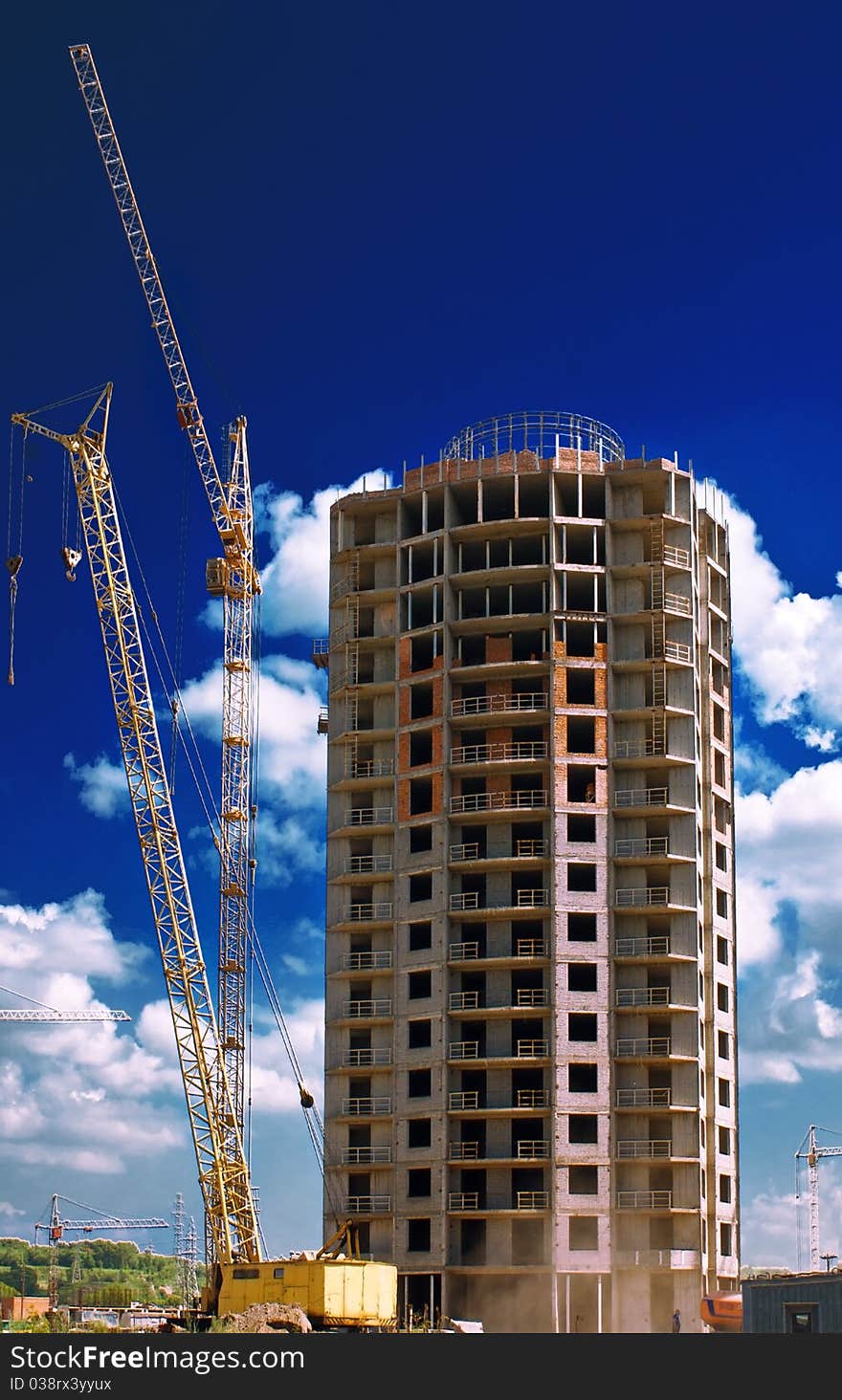 Building of the new many-storeyed apartment house