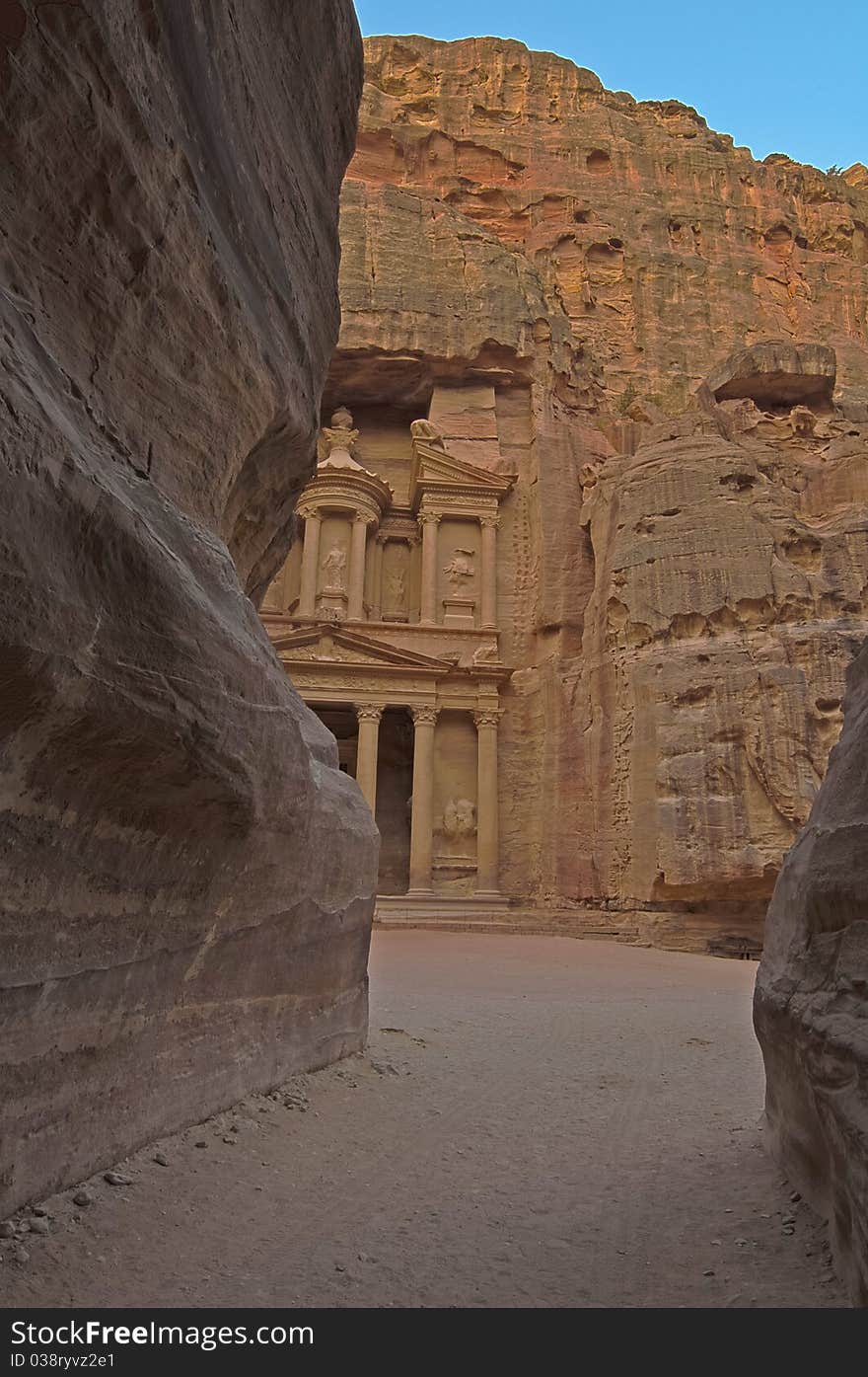 Magical sunrise at the Treasury. Petra, Jordan