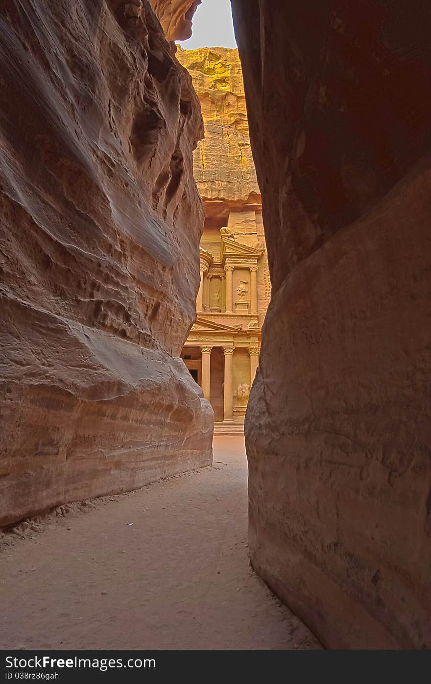 Magical sunrise at the Treasury. Petra, Jordan