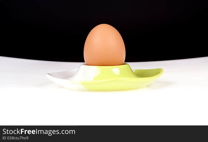 Egg isolated on a white-black background