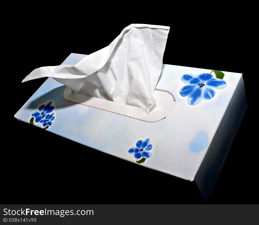 White hygienic handkerchief on box