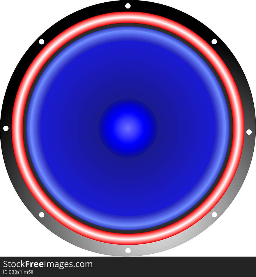 Speaker with membrane blue, without background. Speaker with membrane blue, without background