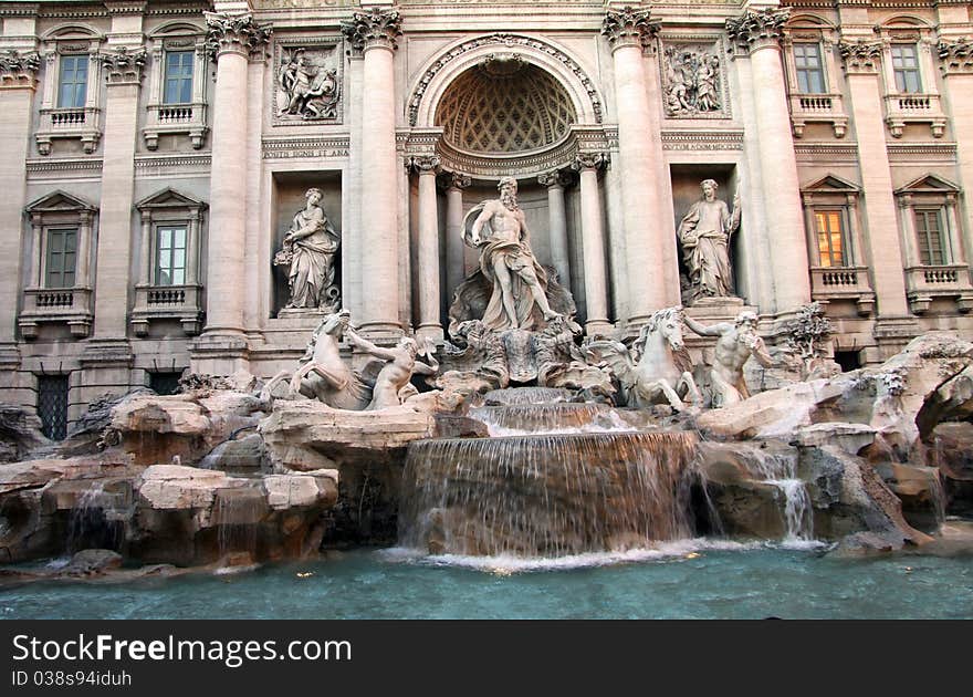 Trevi Fountain detail in Rome Italy. Trevi Fountain detail in Rome Italy