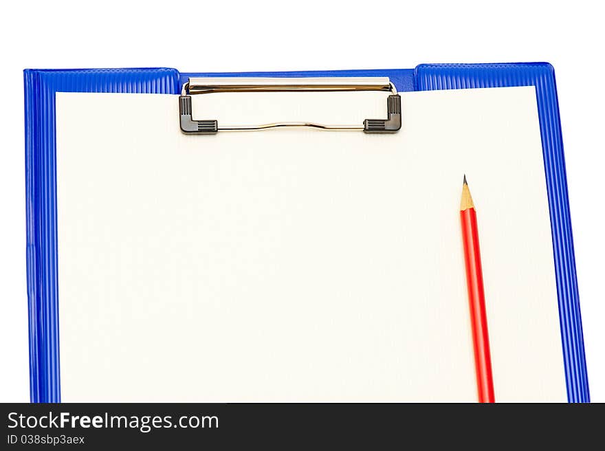 Dark Blue Folder With A Red Pencil