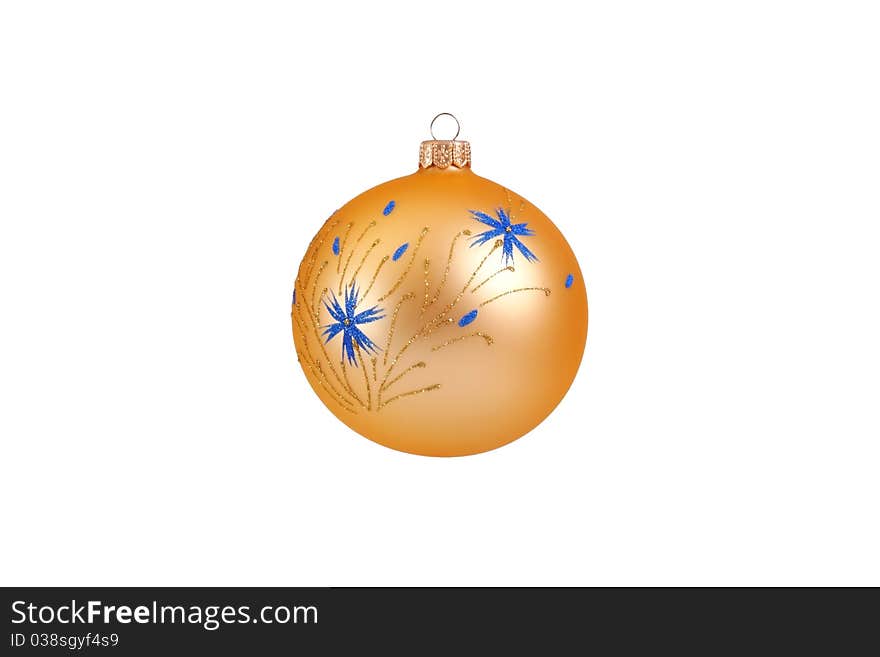 Bright golden sphere for an ornament of Christmas holidays. Bright golden sphere for an ornament of Christmas holidays