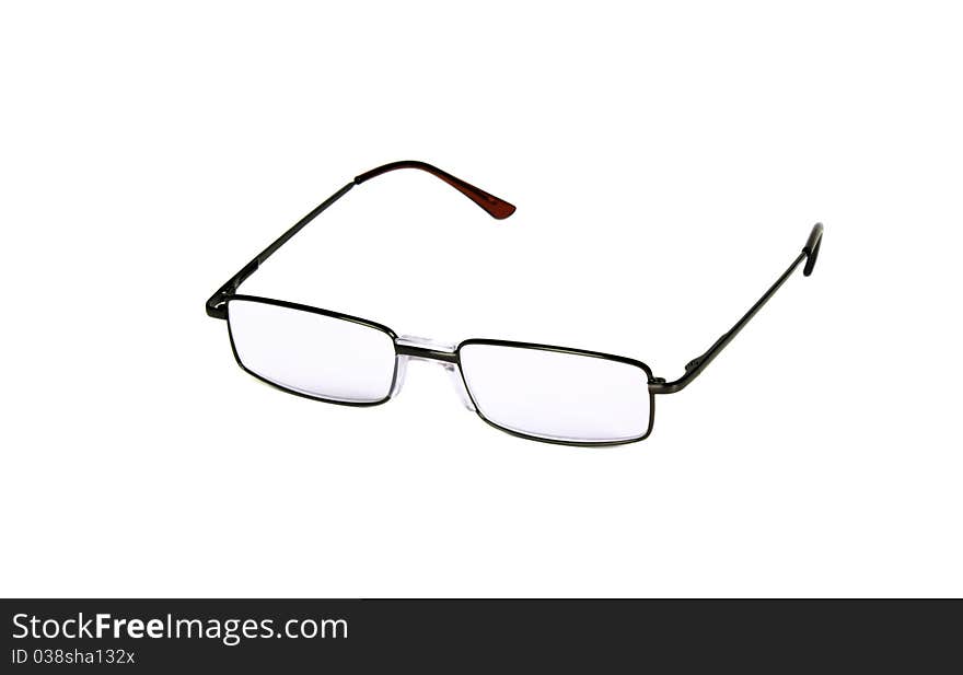 Black glasses for sight on a white background