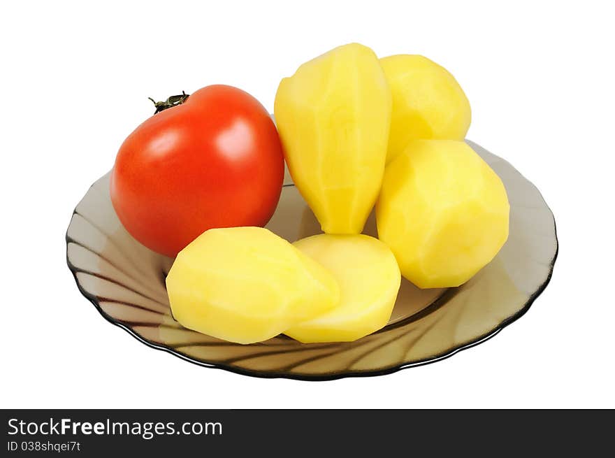 Peeled vegetables on a plate