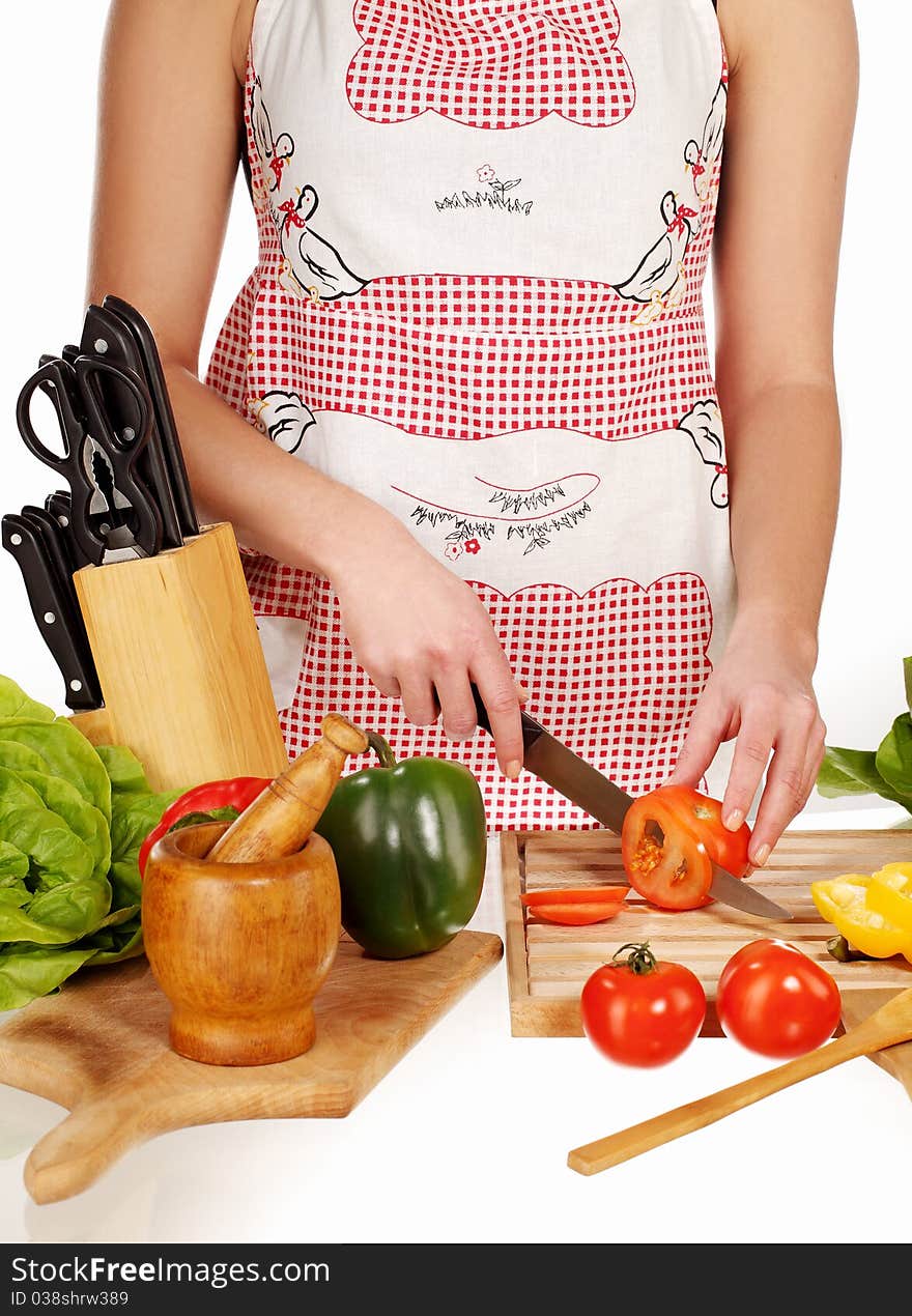 Girl Cutting Tomato