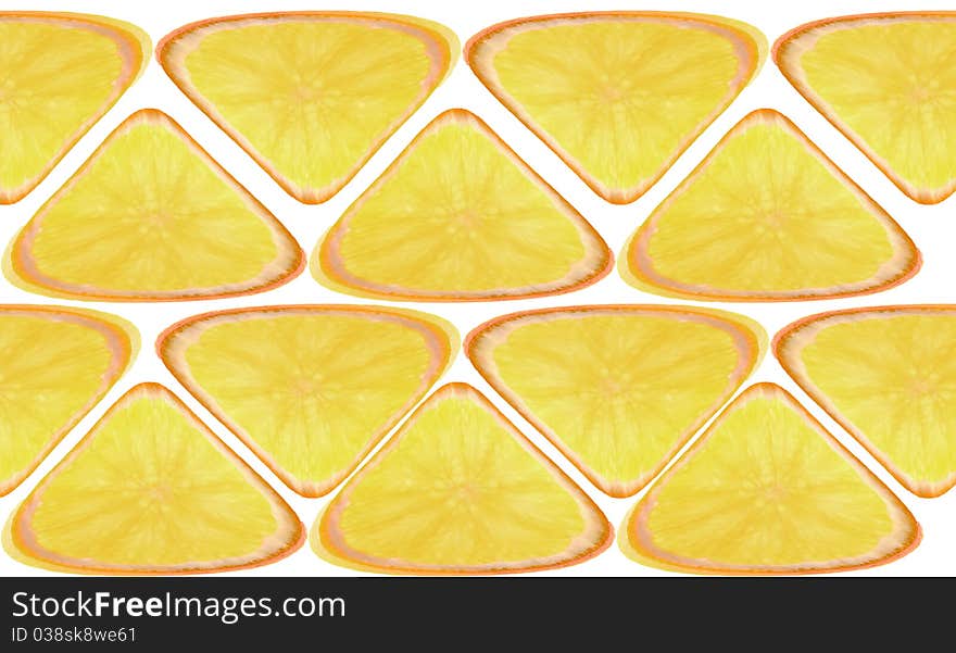 Pattern from triangular segments of an orange on a white background