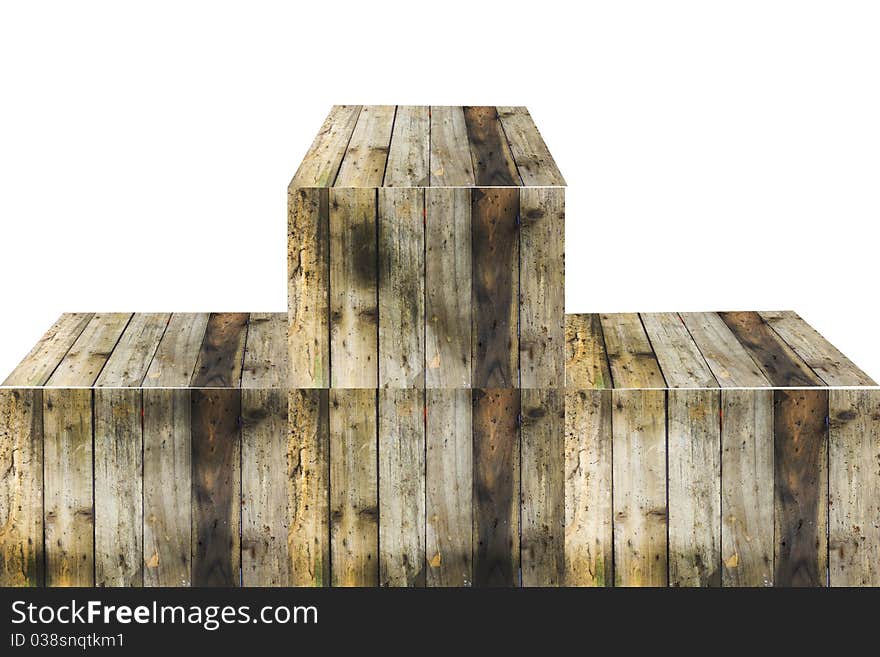 Old wood pedestal on white background