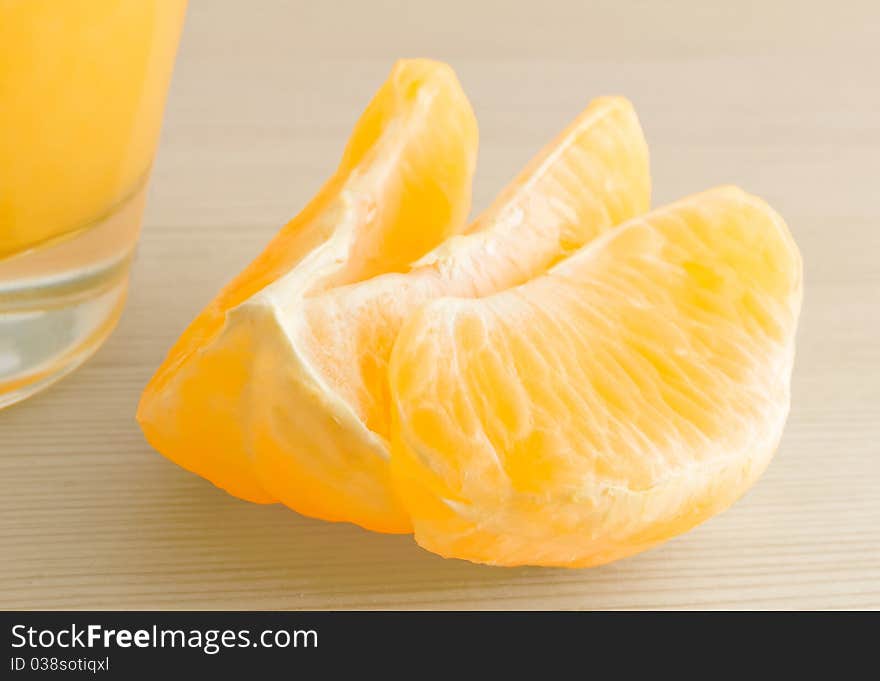 The Slices of the orange close-up.