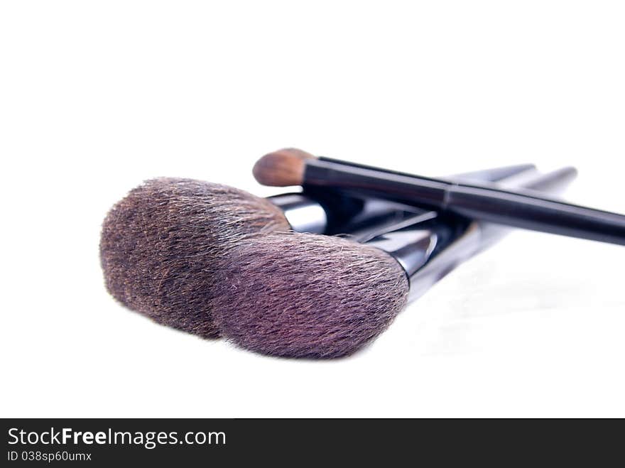 Brushes for a make-up, on a white background. Brushes for a make-up, on a white background