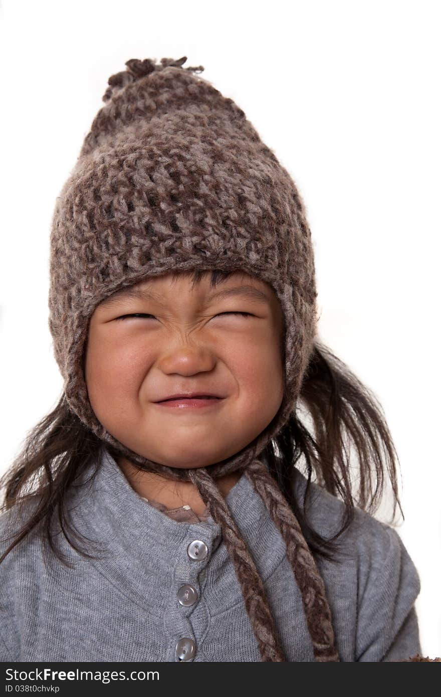 Smiling Asian girl in white background