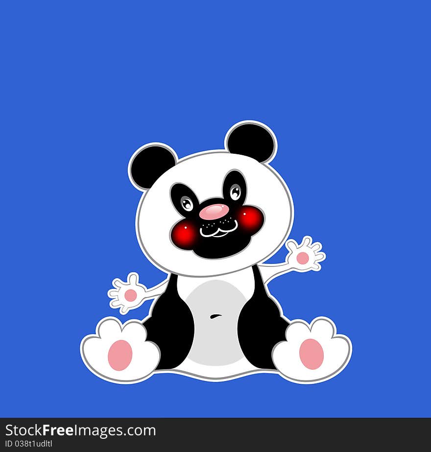 Panda On A Dark Blue Background