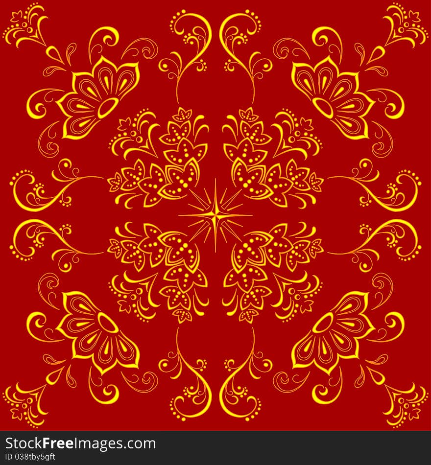 Abstract floral seamless red and yellow background. Abstract floral seamless red and yellow background