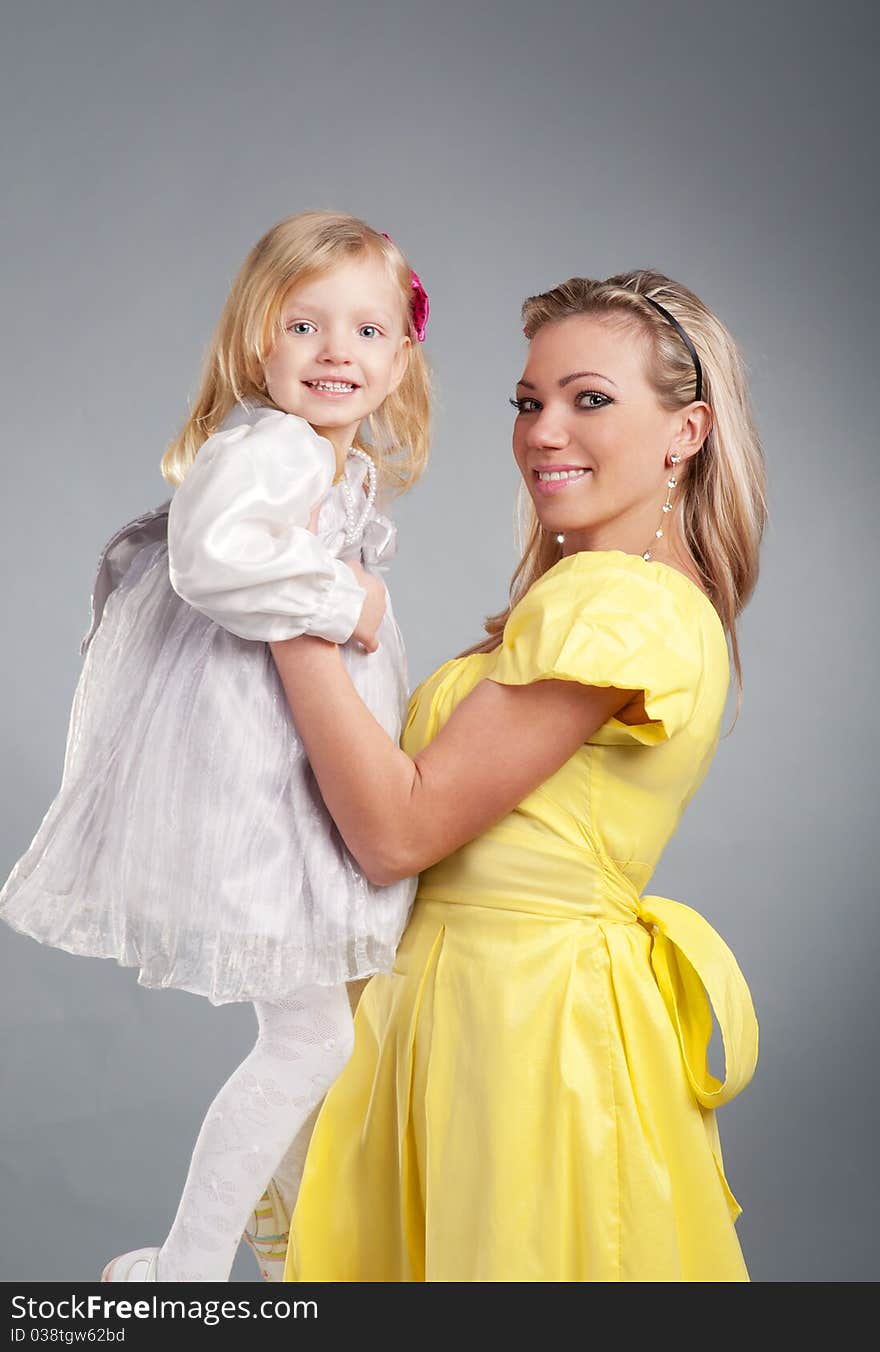 Happy mum with the daughter portrait