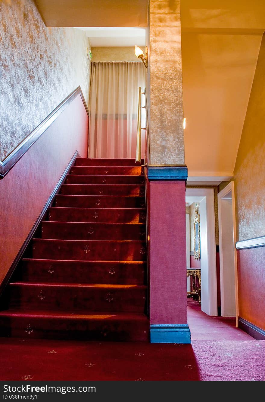 Staircase with red Carpet in a Brothel. Staircase with red Carpet in a Brothel