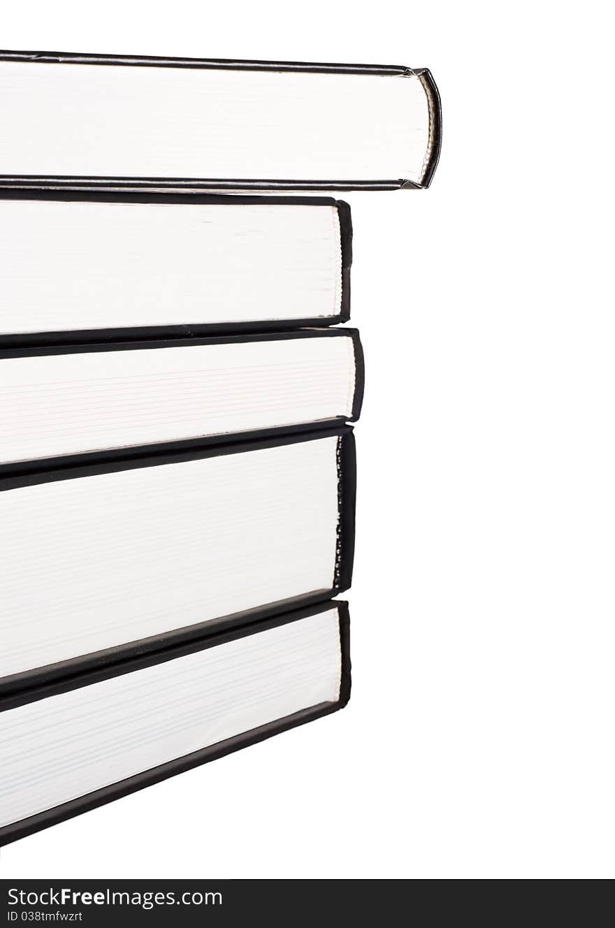 Stack of books, side view, isolated on a white background