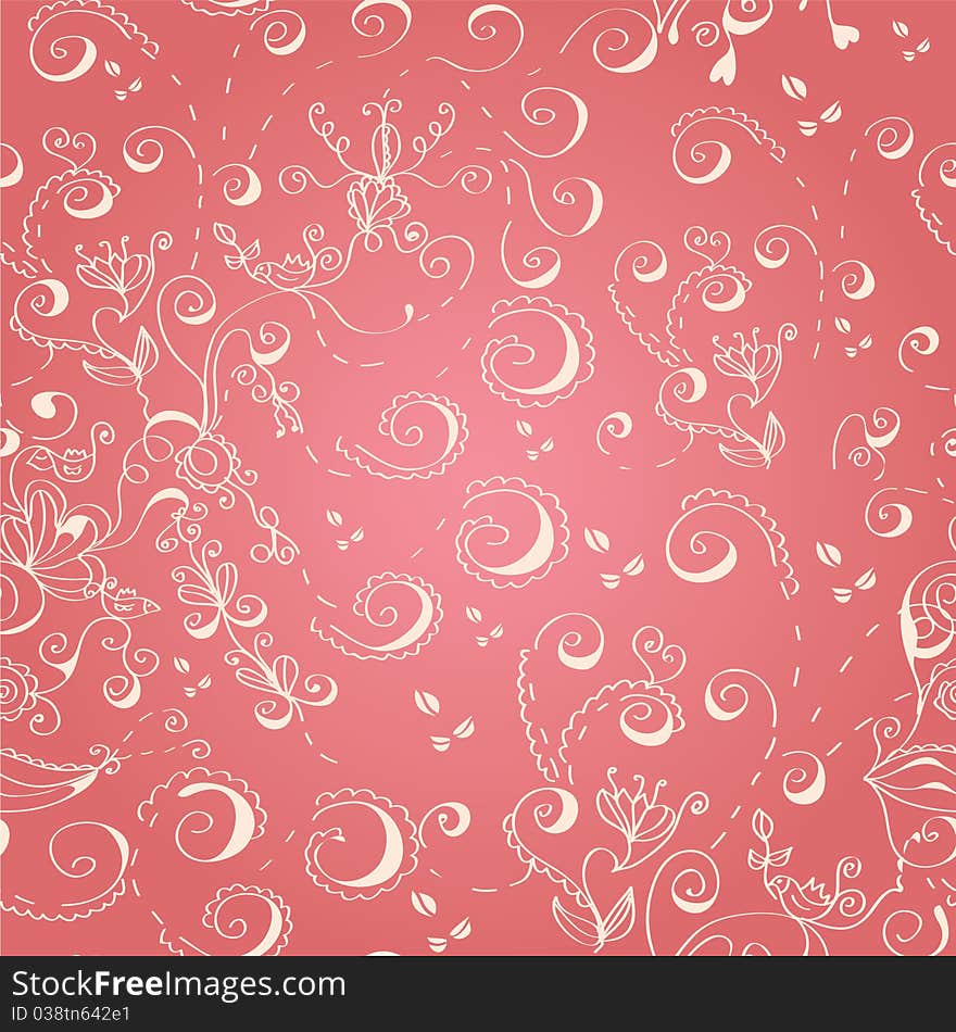 Romantic pink floral seamless pattern with glow