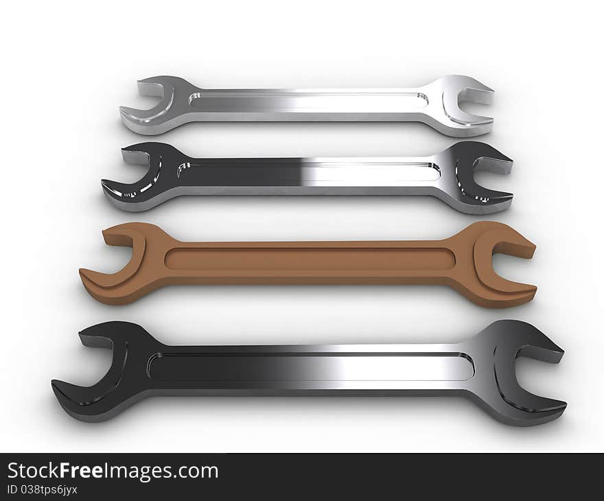 Four wrenches of different metals №1