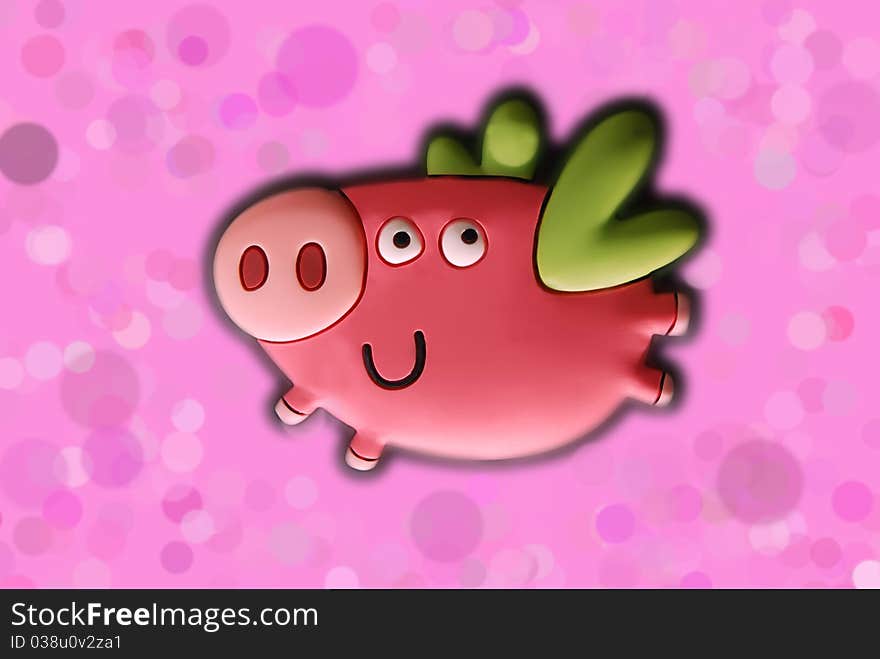 Toy Pig On Pink Background