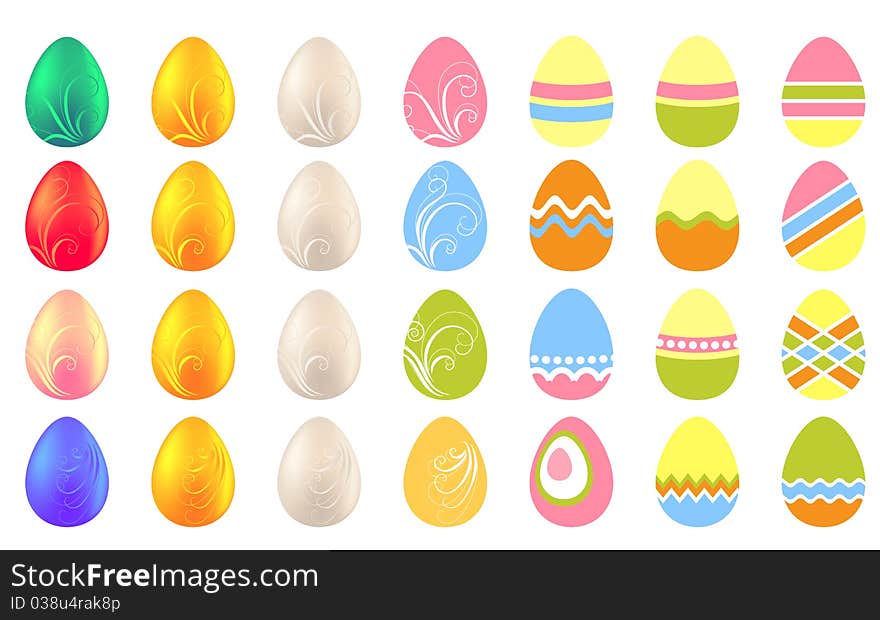 Set of different pretty spring easter eggs. Set of different pretty spring easter eggs