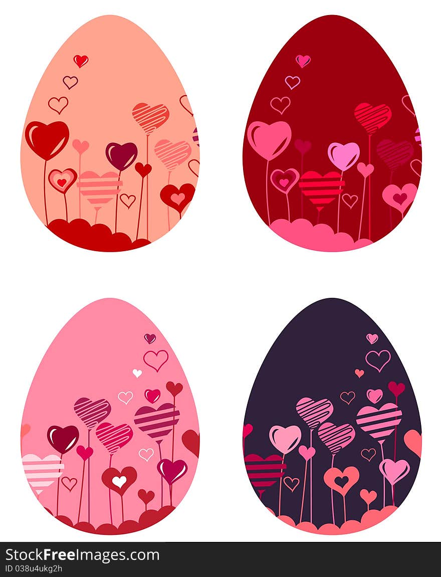 Set of different pretty spring easter eggs. Set of different pretty spring easter eggs